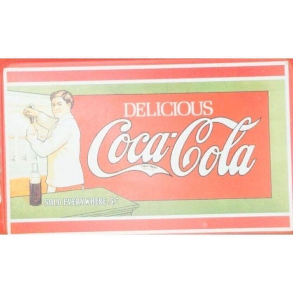 Vintage (1989) Mini Coca-Cola Trolley Advertisement Reproduction Trays, Set of 3 - Picture 2 of 3